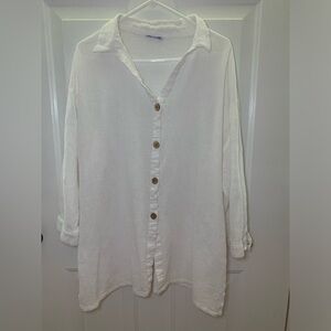 Blair Gauze White Button-Up Shirt 2X